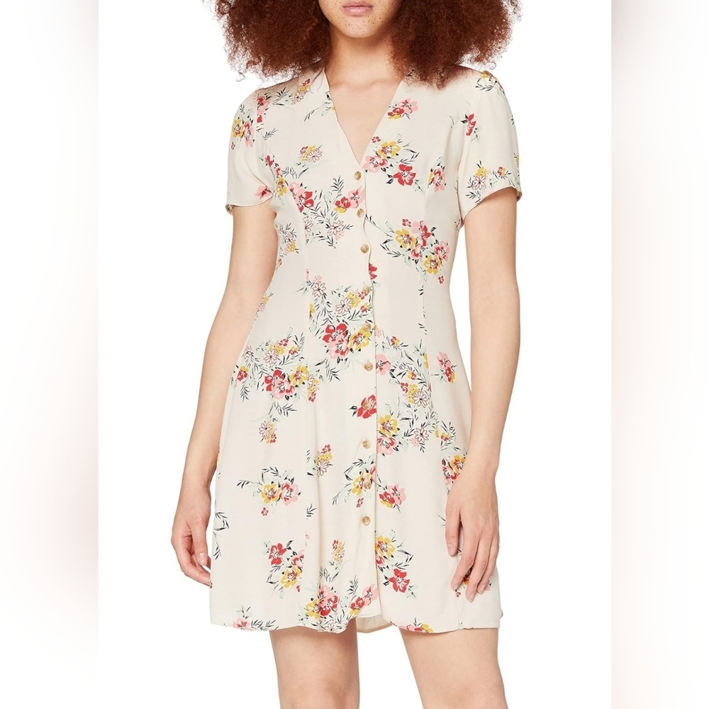 New Look Floral Print Cream Dress Size 6 NWT